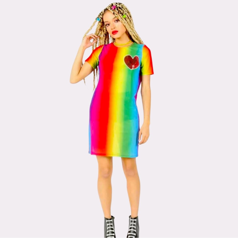 NWT 🆕 Iron Fist Somewhere over the Rainbow Mesh Mini Dress